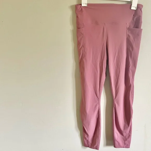 Pink rose athletic mesh detail leggings pants - Picture 2 of 7